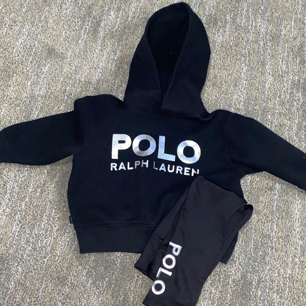 Black and Silver. Polo Ralph Lauren. Toddler sweatshirt and leggings.